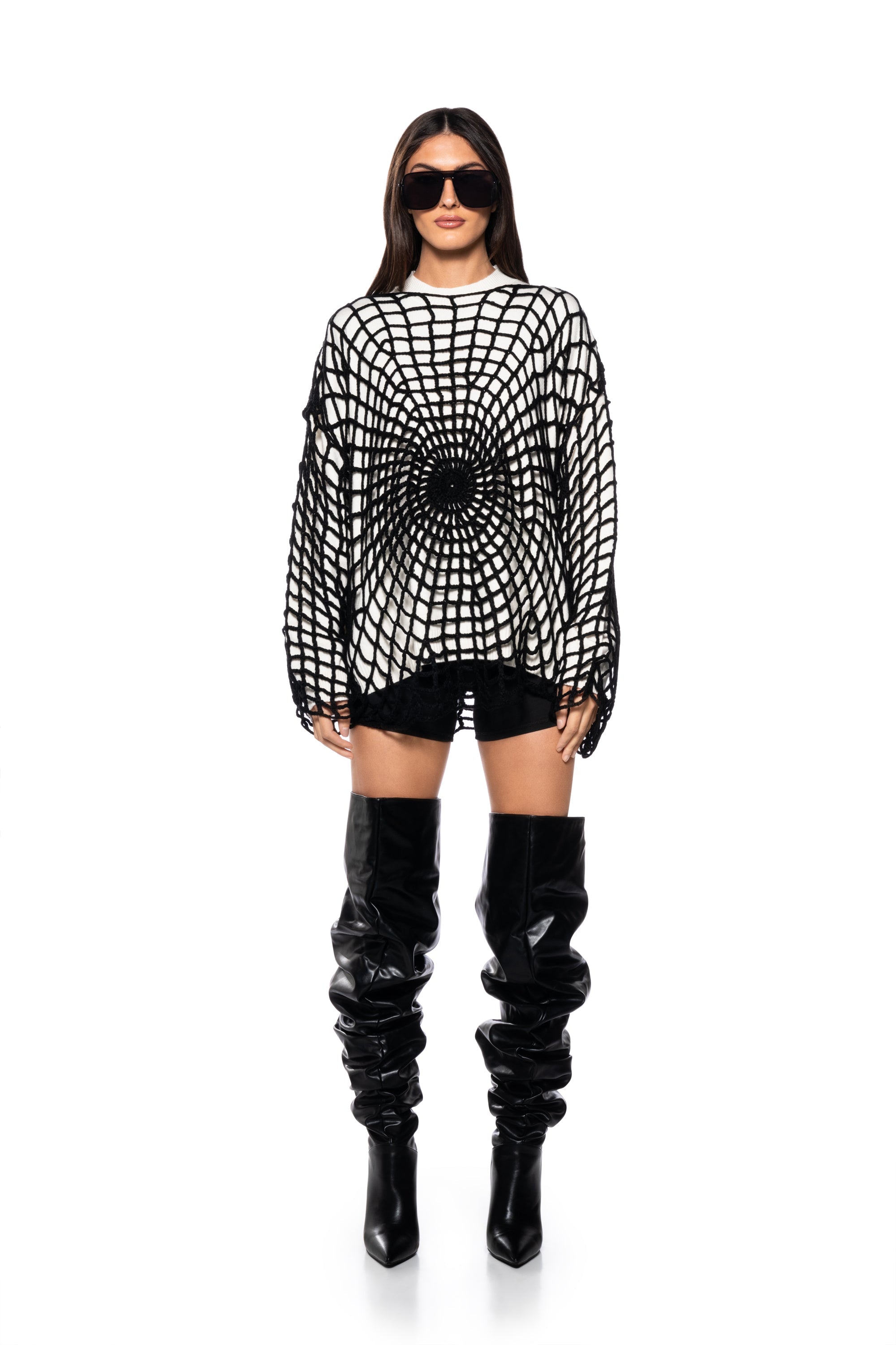 WEAVE MY OWN WEB CREWNECK SWEATER