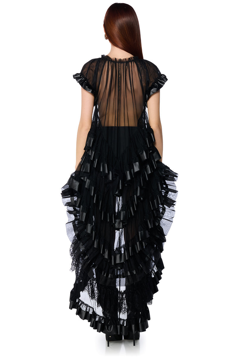 WEDNESDAY LAYERED TULLE SHORT SLEEVE BLOUSE