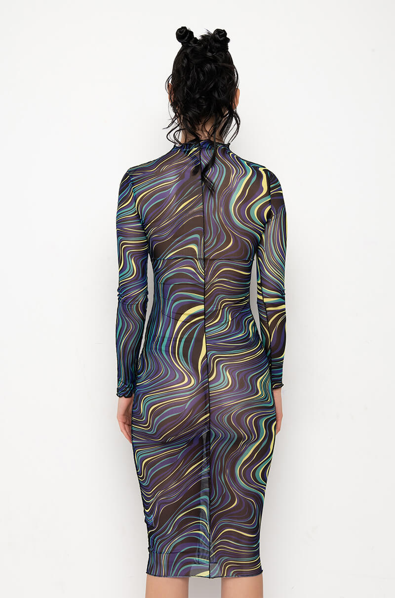 WHO RUN THE WORLD COWL NECK MIDI DRESS WITH BACK CUT OUT