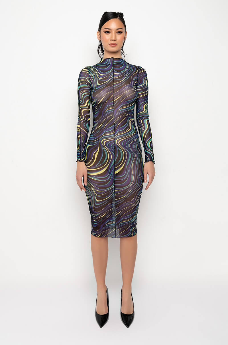 WHO RUN THE WORLD COWL NECK MIDI DRESS WITH BACK CUT OUT