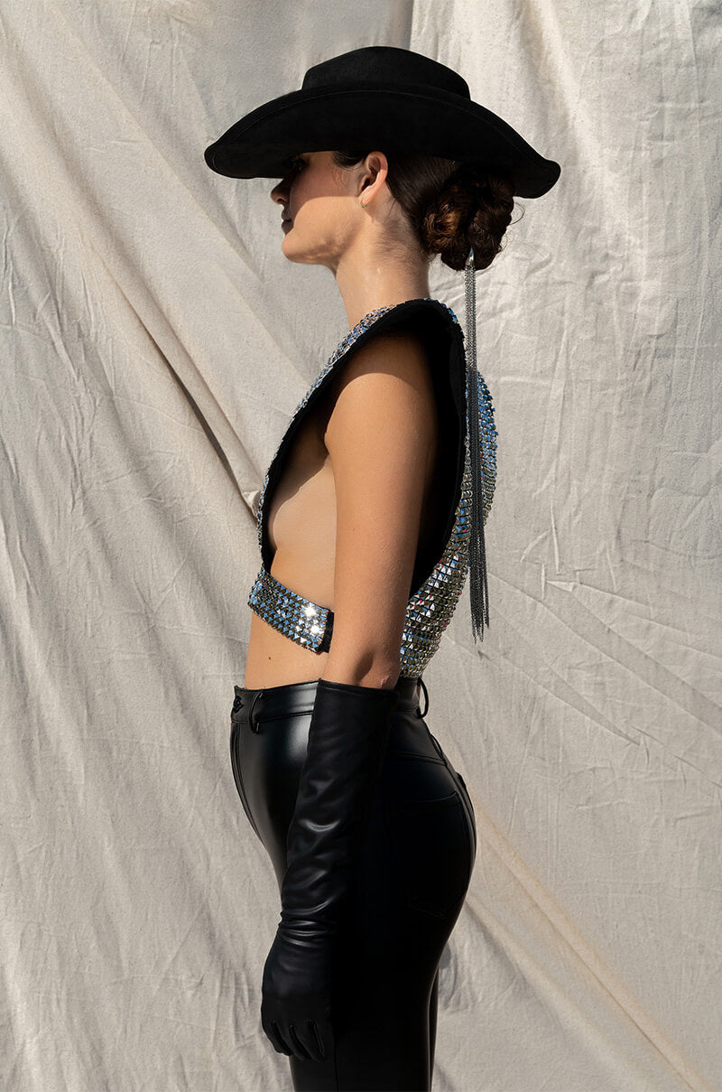 XENA STUDDED HARNESS BLOUSE